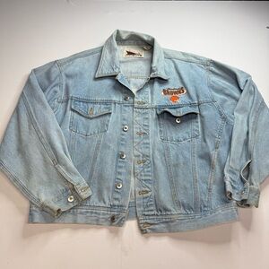Vintage Light Blue Denim Jacket XL pro elite Cleveland brown embroidered